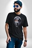 Maske Takan Kahraman Kafası Kadın Erkek Unisex Siyah Organik Baskılı T-Shirt Penye Yüksek Kalite