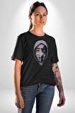 Maske Takan Kahraman Kafası Kadın Erkek Unisex Siyah Organik Baskılı T-Shirt Penye Yüksek Kalite