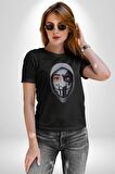 Maske Takan Kahraman Kafası Kadın Erkek Unisex Siyah Organik Baskılı T-Shirt Penye Yüksek Kalite