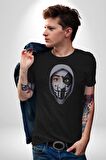 Maske Takan Kahraman Kafası Kadın Erkek Unisex Siyah Organik Baskılı T-Shirt Penye Yüksek Kalite