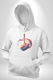 Resim Fırcası  Kadın Erkek  Beyaz Kapüşonlu Sweatshirt Hoodie
