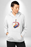 Resim Fırcası  Kadın Erkek  Beyaz Kapüşonlu Sweatshirt Hoodie