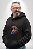 Resim Fırcası  Kadın Erkek  Siyah Kapüşonlu Sweatshirt Hoodie