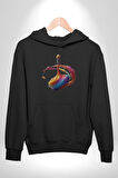 Resim Fırcası  Kadın Erkek  Siyah Kapüşonlu Sweatshirt Hoodie