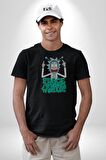 Rick And Morty Dünyalar Arası Barış Kadın Erkek Unisex Siyah Organik Baskılı T-Shirt Penye Yüksek Kalite