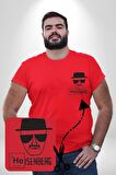 Heisenberg Breaking Bad Kırmızı Büyük Beden Kadın Basic Minimal Baskılı Tişört