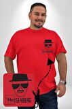 Heisenberg Breaking Bad Kırmızı Büyük Beden Kadın Basic Minimal Baskılı Tişört