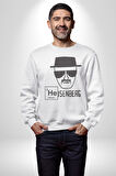 Heisenberg Breaking Bad Kadın Erkek  Beyaz Baskılı Sweatshirt 