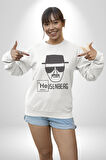 Heisenberg Breaking Bad Kadın Erkek  Beyaz Baskılı Sweatshirt 