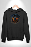 Rottweiler Koca Kafa Kadın Erkek  Siyah Kapüşonlu Sweatshirt Hoodie