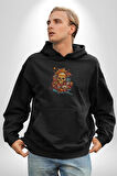 Renkli Kurukafa Hippi  Kadın Erkek  Siyah Kapüşonlu Sweatshirt Hoodie