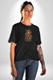 Renkli Kurukafa Hippi  Kadın Erkek Unisex Siyah Organik Baskılı T-Shirt Penye Yüksek Kalite