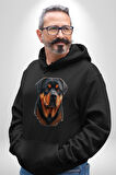 Rottweiler A Secere Kadın Erkek  Siyah Kapüşonlu Sweatshirt Hoodie