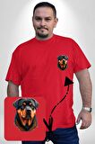Rottweiler A Secere Kırmızı Büyük Beden Kadın Basic Minimal Baskılı Tişört