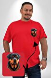 Rottweiler A Secere Kırmızı Büyük Beden Kadın Basic Minimal Baskılı Tişört