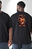 Sevimli Çoban Köpeği Büyük Beden Siyah Tişört Kadın Erkek Ünisex Sırt Baskılı