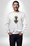 Ağaç Adam Kökler Felsefe Kadın Erkek  Beyaz Baskılı Sweatshirt 