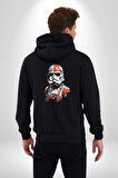 Star Wars Renkli Clone Troopers  Kadın Erkek Siyah Renk Kapüşonlu Kanguru Cepli  Fermuarlı Pamuklu Oversize Dijital Baskılı Hırka Sweatshirt