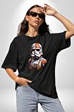 Star Wars Renkli Clone Troopers  Pamuklu Bisiklet Yaka Kadın Erkek Oversize Boyfriend Dijital Baskılı Siyah T-shirt