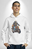 Cehennem Melekleri Motorsiklet Kurukafa Kadın Erkek  Beyaz Kapüşonlu Sweatshirt Hoodie
