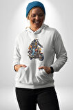Cehennem Melekleri Motorsiklet Kurukafa Kadın Erkek  Beyaz Kapüşonlu Sweatshirt Hoodie