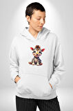 Sevimli Yavru Zebra Kadın Erkek  Beyaz Kapüşonlu Sweatshirt Hoodie