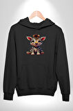 Sevimli Yavru Zebra Kadın Erkek  Siyah Kapüşonlu Sweatshirt Hoodie