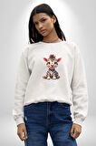 Sevimli Yavru Zebra Kadın Erkek  Beyaz Baskılı Sweatshirt 