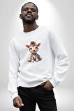 Sevimli Yavru Zebra Kadın Erkek  Beyaz Baskılı Sweatshirt 