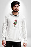 Süper Karpuz Adam Kadın Erkek  Beyaz Kapüşonlu Sweatshirt Hoodie