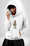 Süper Karpuz Adam Kadın Erkek  Beyaz Kapüşonlu Sweatshirt Hoodie