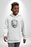 Beyaz Kaplan Kükreme  Kadın Erkek  Beyaz Kapüşonlu Sweatshirt Hoodie