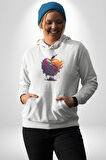 Yağlı Boya Elma Kadın Erkek  Beyaz Kapüşonlu Sweatshirt Hoodie