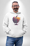 Yağlı Boya Elma Kadın Erkek  Beyaz Kapüşonlu Sweatshirt Hoodie