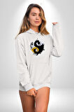 Yin İle Yang Kuramı   Kadın Erkek  Beyaz Kapüşonlu Sweatshirt Hoodie