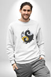 Yin İle Yang Kuramı   Kadın Erkek  Beyaz Baskılı Sweatshirt 