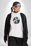 Renkli Yin İle Yang Kuramı   Kadın Erkek  Beyaz Kapüşonlu Sweatshirt Hoodie