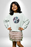 Renkli Yin İle Yang Kuramı   Kadın Erkek  Beyaz Baskılı Sweatshirt 