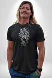 Siyah Kurt  Kadın Erkek Unisex Siyah Organik Baskılı T-Shirt Penye Yüksek Kalite