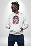 Ay Mars Astronot Kadın Erkek  Beyaz Kapüşonlu Sweatshirt Hoodie