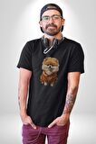Teacup Pomernian Çeket  Kadın Erkek Unisex Siyah Organik Baskılı T-Shirt Penye Yüksek Kalite