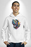 Köpek Saint Bernard Havlama  Kadın Erkek  Beyaz Kapüşonlu Sweatshirt Hoodie