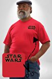 Star Wars  Kırmızı Büyük Beden Kadın Basic Minimal Baskılı Tişört