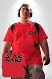 Star Wars  Kırmızı Büyük Beden Kadın Basic Minimal Baskılı Tişört