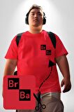 Br Ba Kimya Breaking Bad Kırmızı Büyük Beden Kadın Basic Minimal Baskılı Tişört