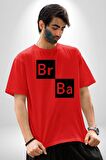 Br Ba Kimya Breaking Bad Pamuklu Bisiklet Yaka Kadın Erkek Oversize Boyfriend Dijital Baskılı Kırmızı T-Shirt