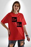 Br Ba Kimya Breaking Bad Pamuklu Bisiklet Yaka Kadın Erkek Oversize Boyfriend Dijital Baskılı Kırmızı T-Shirt