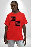 Br Ba Kimya Breaking Bad Pamuklu Bisiklet Yaka Kadın Erkek Oversize Boyfriend Dijital Baskılı Kırmızı T-Shirt