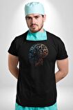 Robot Kafası Kız Kadın Erkek Unisex Siyah Organik Baskılı T-Shirt Penye Yüksek Kalite