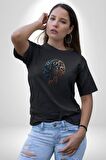 Robot Kafası Kız Kadın Erkek Unisex Siyah Organik Baskılı T-Shirt Penye Yüksek Kalite